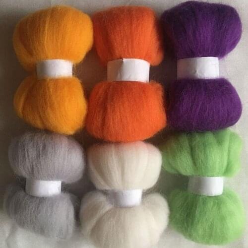 WFPFBEC diy 70S HOME HAND wool for needle felting doll eyes nose mat handle mixed merino wool roving fiber 60g 10g/bag 6colors