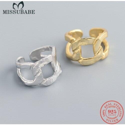 Real Silver 925 Jewelry Geometric Open Ajustable Twist Link Brief Stylish Rings Hallow New Fashion Gift For Women Accessories