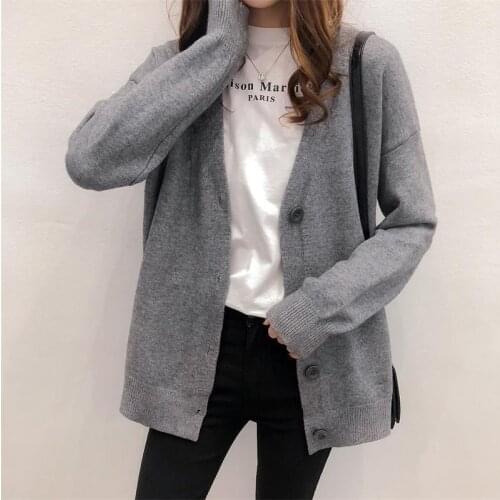 Fashion 2021 Spring And Autumn Korean Sweater Women Cardigan New Womens Fashion Slim V-Neck Long Sleeve Sweater Large Size Coat