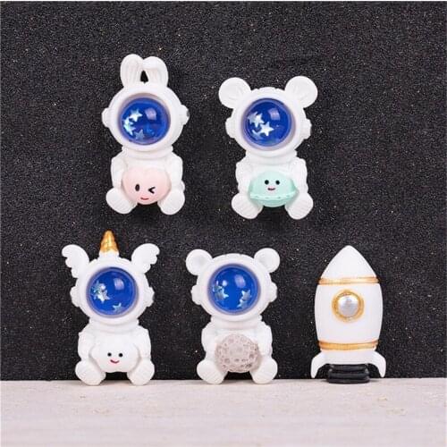 10pcs Resin Cartoon Astronaut Rocket Charms Flat Back Jewelry Making DIY Earrings Funny Home Decor Crafts Gift
