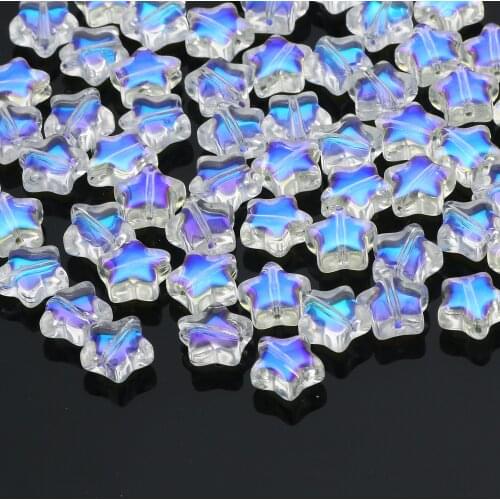100pcs/lot White Transparent Star Spacer Beads 8mm Loose Glass Beads For Jewelry Making Diy Necklace Bracelet Accessories