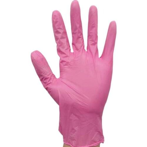 100Pcs Disposable Gloves Red Pink Latex Free Woman Female Home Workplace Safety Elastic Glove Synthetic Nitrile Vinyl S/M/L