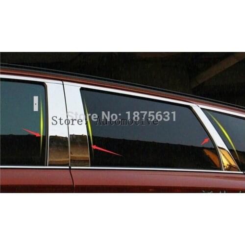 2013 2014 2015 2016 2017 for Mitsubishi outlander Stainless Steel window decoration strip trim sticker cover for outlander 6PCS