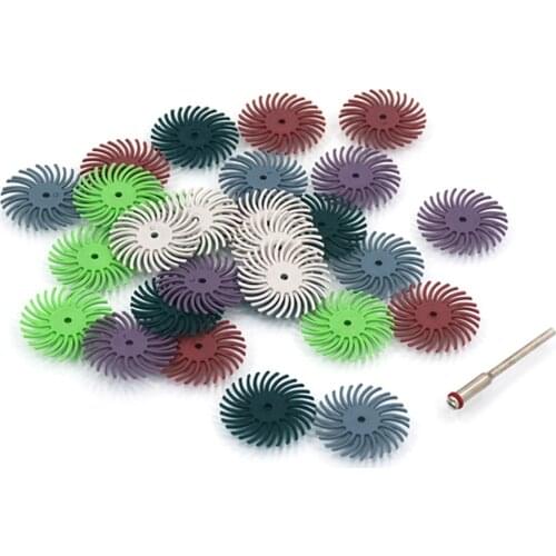 26Pcs 80/120/220/320/400/600/1000/2500 Grit Sanding Discs Radial Bristle Disc Brush Assortment Round Sandpaper for Wood