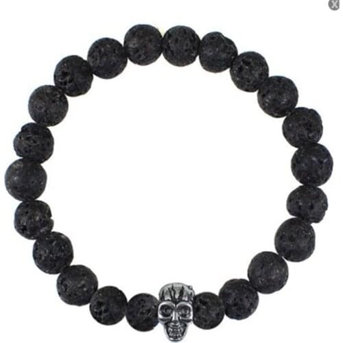 8mm Lava Gemstone Mala Bracelet 7.5 inches Wrist Unisex energy Handmade Bead Healing yoga Sutra Buddhism Bless Spirituality