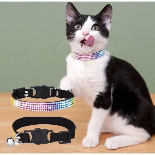 Adjustable Dog Cat Collar Diamond Rhinestone Cat Collar Puppy Leather Strap Super Shining Kitten Dog Collars