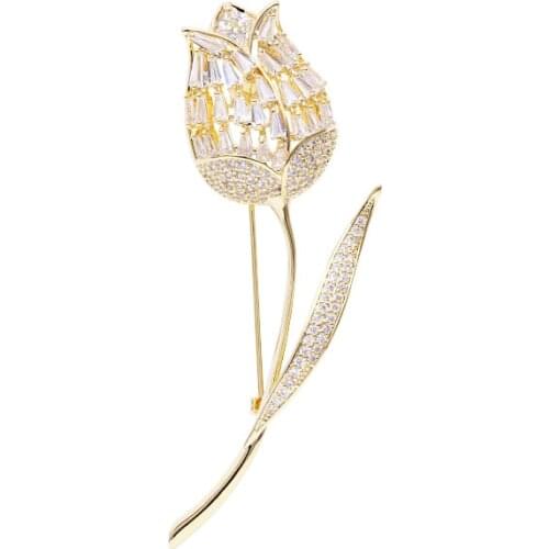 MADALENA SARARA AAAA Cubic Zirconia Brooch Rose Style Fine Brooch Pin Women Jewelry