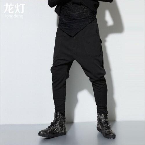Hot 2020 Summer New Mens Casual Pants Trousers Solid Color Zipper Fight Small Harem Pants Beam Foot Pants Tide Singer Costumes