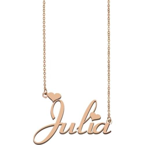 Julia Name Necklace Stainless Steel Gold Custom for Women Girls Best Friends Birthday Wedding Christmas Mother Days Gift