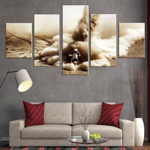 HD Printed Abstract Modern Canvas Wall Art Modular 5 Panel Motorcycle Poster Frame Pictures Home Decor Living Room Painting