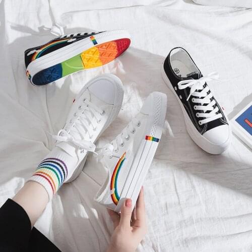 Rainbow Bottom Women Casual Canvas Shoes Platform Shoes 2021 Autumn Sneakers Woman Flat Shoes Vulcanized Shoes Zapatos De Mujer