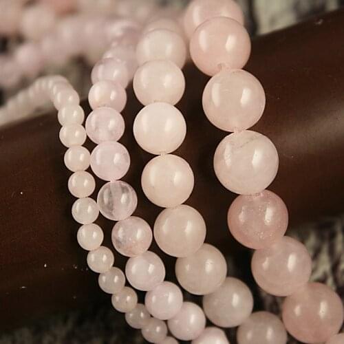 15" Strand 4mm 6mm 8mm 10mm Round Pink Quartz Stone Spacer Beads Natural Stone DIY Loose Beads For Womens Bracelets Jewelry