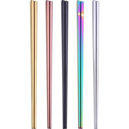 23cm Stainless Steel Metal Chopsticks Titanium-plated 304 Stainless Steel Chopsticks Reusable Eco-friendly Home Alloy Tableware