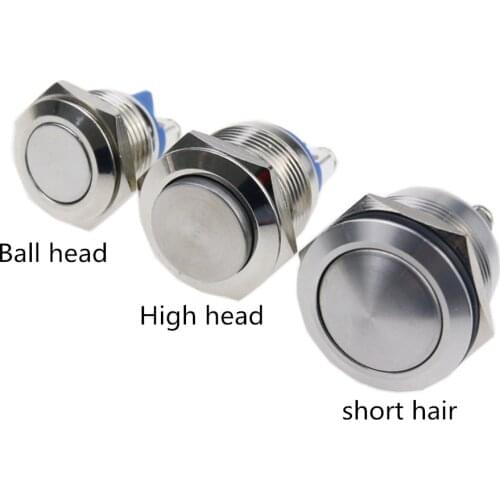 16mm19mm22mm metal button switch round head flat head high head self-reset copper nickel-plated stainless steel screw feet