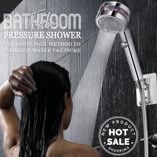 Bathroom Turbo Pressure Shower Head Water Saving Flow 360 Degrees Rotating With Small Fan ABS Rain High Pressure spray Nozzle Ba