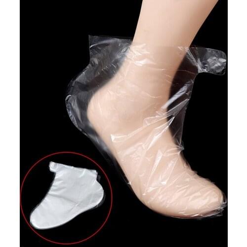 100 Stuks Wegwerp Plastic Voet Covers Transparante Schoenen Cover Paraffinebad Wax Spa Therapie Zakken Liner Booties New
