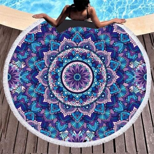 New Color Bohemian Digital Print Bath Towels 3D Round Fringed Microfiber Fabric Shower Towel for Children Men and Women