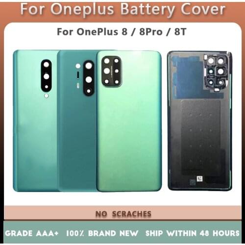 Original Glass For OnePlus 8 8Pro 8T Back Battery Cover Door Rear Glass Battery Cover Housing Case + Camera Lens