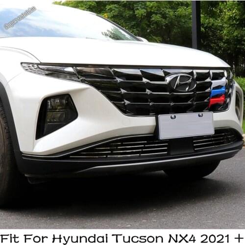 Car Front Lower Grille Bumper Grille Cover Trim Decoration Strips Stainless Steel For Hyundai Tucson NX4 2021 2022 Accessories