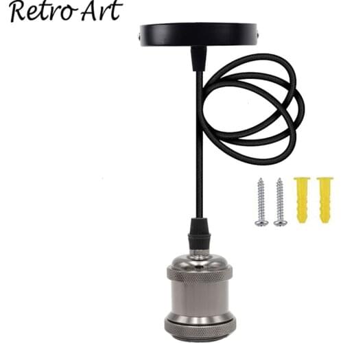 E26/ E27 Ceiling Hanging Textile Cord Lamp Holder Polished Pendant Light Fitting Kit