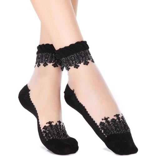 Amazing Summer Ultrathin Socks Transparent Crystal Silk Lace sock Elastic Short Girl Sox Womens Socks Mesh Sox