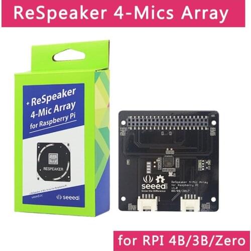 Raspberry Pi 4 Model B ReSpeaker 4-Mic Array for Raspberry Pi 4 Microphones Array for AI Voice Quad-microphone Expansion Board