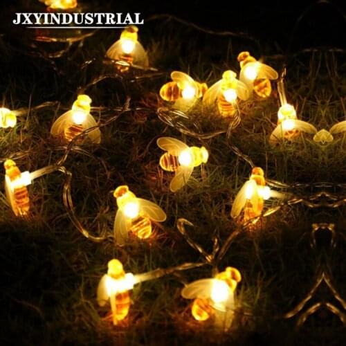 20LEDs 50LEDs Bee Outdoor Garden Fence Patio Christmas Garland Lights New Solar Powered Cute Honey Bee Led String Fairy Light