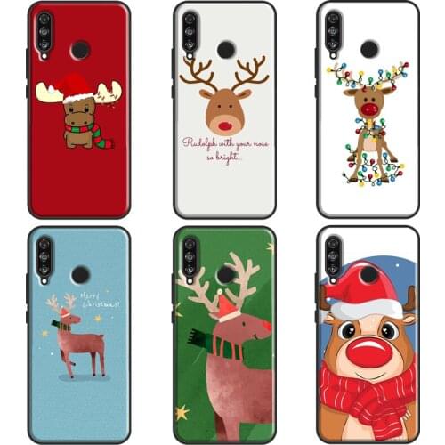 Merry Christmas Reindeer For Huawei P20 Lite P10 P40 P30 Pro Case For Huawei P Smart 2019 Z Mate 20 10 Lite Funda