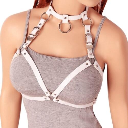 Sexy Leather Crop Top Chest Bondage Harness Lingerie Bustier Women Elastic Cupless Backless Bra Hollow Out Body Straps Hot Tops