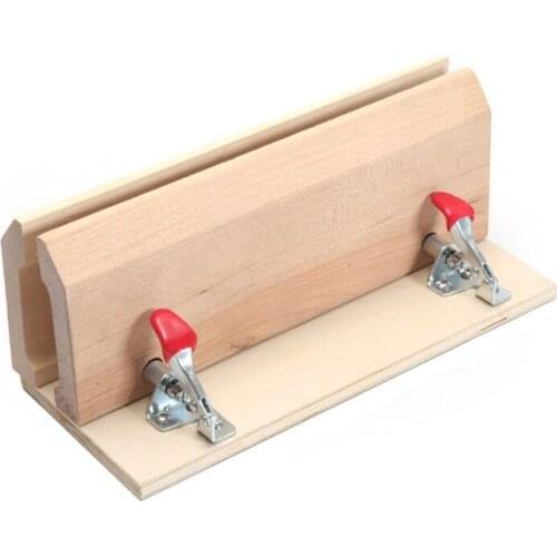 Jshawnik wide wooden clamp belt hand stitched leather sewing horizontal wood clip flat wood clamp