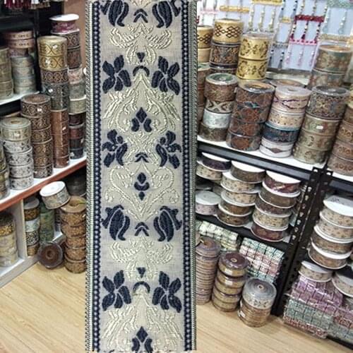 Blue Silver Embroidery Tape for Bed Cover Rim Pillow Rim quilt grey Cover Edge for Curtain Edge Curtain Flame Home textile Art