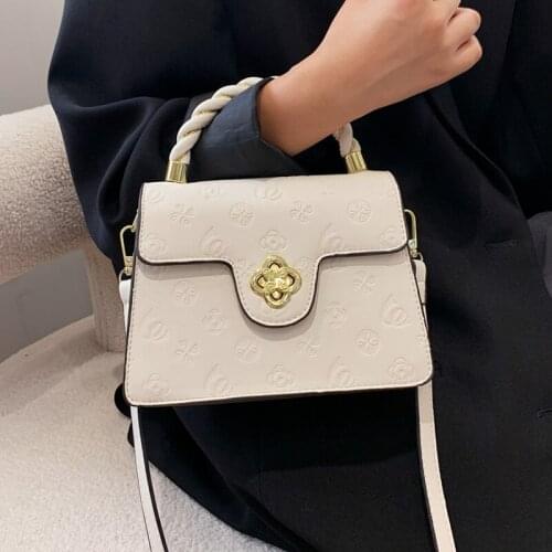 Luxury Designer Pu Leather Crossbody Bags with Print Womens Handbag White Top Handle Tote Bag Lady Small Flap Shoulder Hand Bag