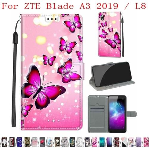 Sunjolly Case for ZTE Blade A3 2019 L8 Wallet Stand Flip PU Leather Phone Case Cover coque capa Case Cover