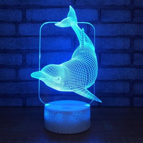 Touch Remote Control 3D LED Night Light Dolphin Fish 7 Color Change usb Desk Table Lamp Kids Xmas Gift Bedroom Decor Lighting