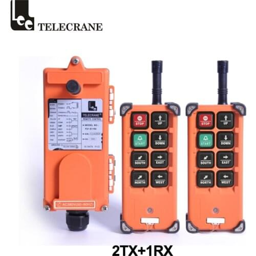 Telecrane F21-E1b 6 Singe Speed 3 Motions Rf 315 433mhz Industrial Wireless Hoist Crane Remote Controller With 2 Transmitter