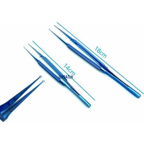 Titanium Ringtip Forceps 18cm 14cm Micro Fine 1.0mm Whole Ring Tip Eye ophthalmic instrument