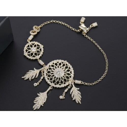 Trend Clavicle Chain Dream Catcher Feather Pendant Link Sweater Bracelet Women Jewelry