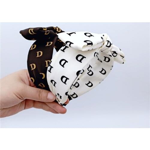 Vintage Designer Headband Hairband Hair Accessories Handmade Satin Classic Letter Bows Hair Accessories Knot Headwrap Wholesale