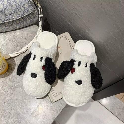 Womens Home Slippers Cartoon Plush Shoes Non-slip Soft Autumn And Winter Warm Slippers Indoor Bedroom Floor Womens Shoes