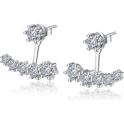 New Fashion Shiny Zircon Star Design 925 Sterling Silver Stud Earrings for Women Jewelry Gift Hot Sale Promotion Drop Shipping