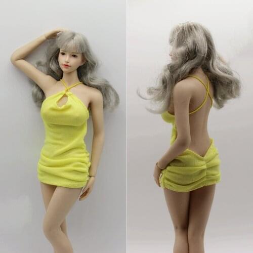 1/6 Scale Female Sexy Nightclub Style Sling Strap Halter Neck Tight Dress Clothes Model for 12 inch Action Figure Body Model