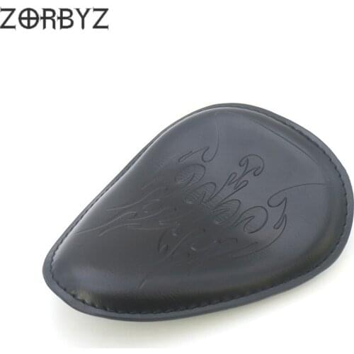 ZORBYZ Motorcycle Black Flame Artificial Leather Solo Drive Seat For Suzuki Honda Harley Bobber Chopper