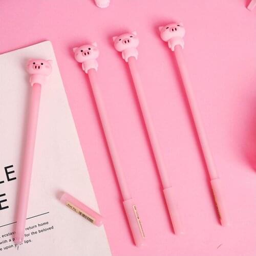 1PC Kawaii Cute Pink Pig Pen Marker Neutral Silica Gel Pen for Girl Student School Office Supplies Learning Stationery sl1268