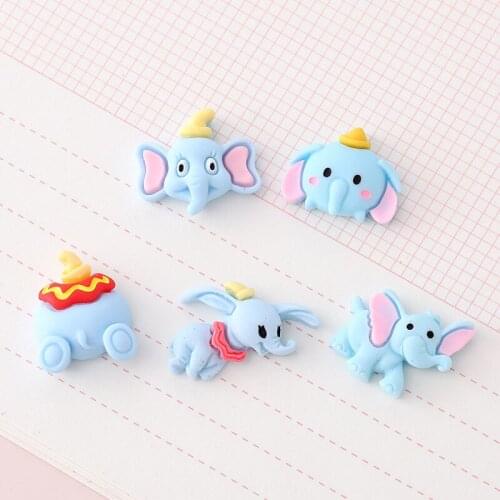 10 PCS Cute Blue Cartoon Elephant Diy Resin Accessories For Earring Necklace, Bracelet, Hair Accessory Jewelry Making