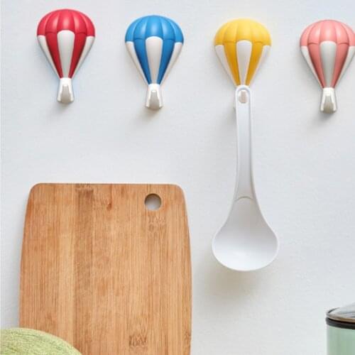 2Pcs Kitchen Bathroom Punch-free Creative Hooks Kids Room Wall Hook Hot Air Balloon Bedroom Wall Decorations Hanging Hook