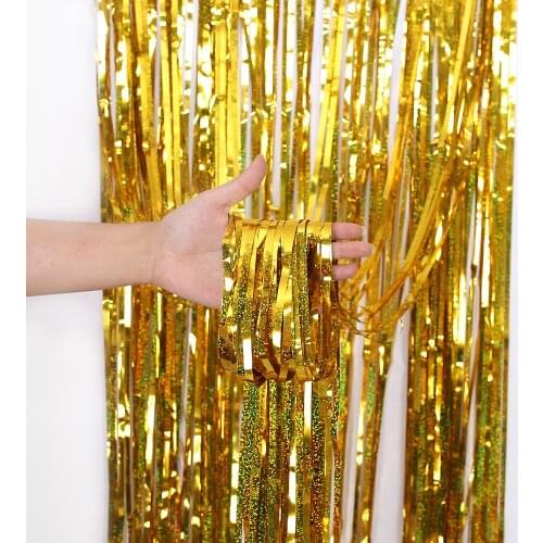 2Pcs/Pack Birthday Party Decorations Backdrop Curtain 2m Length Tinsel Fringe Curtain Wedding Decoration Rain For Photozone