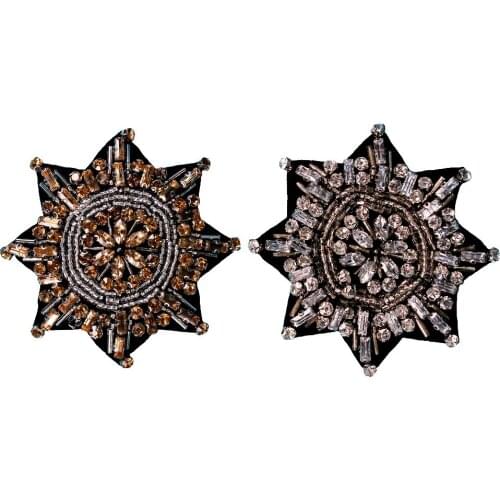 20pieces Beading Crystal Floral Round Rhinestone Sew on Patches Applique Motif Embroidery Patches DIY Accessories TH570