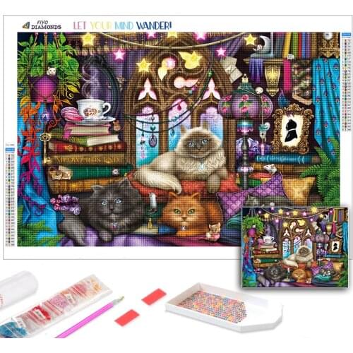 5D DIY Diamond Painting Cat Mosaic Full Diamond Embroidery Animal Cross Stitch Kits Picture of Wall Stickers Art Room Decor