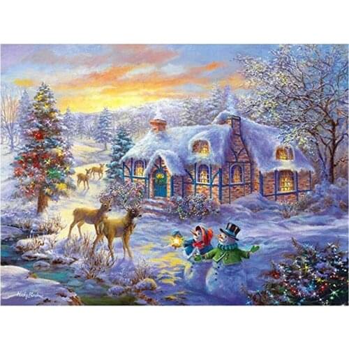 5D Diy Full Round/square Diamond Painting "snow scene"snowman Diamond Embroidery Rhinestones craft Home Decor new arrival LG2735