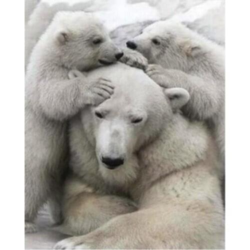 Diamond Embroidery Painting Polar Bear Family Mosaic Rhinestones Sticker Wall Decor Puzzle Picture Toy Diamond Dotz Large Size